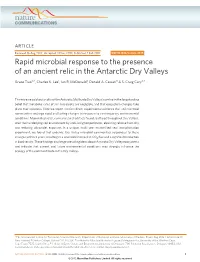 Rapid Microbial Response to the Presence of an Ancient Relic in the Antarctic Dry Valleys