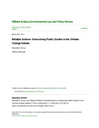 Reliable Science: Overcoming Public Doubts in the Climate Change Debate