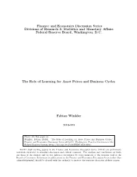 The Role of Learning for Asset Prices and Business Cycles