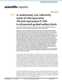 A Randomised, Non-Inferiority Study of Chloroprocaine 2% and Ropivacaine