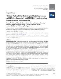 [ADAMDEC1] for Intestinal Immunity and Inflammation Nuala R