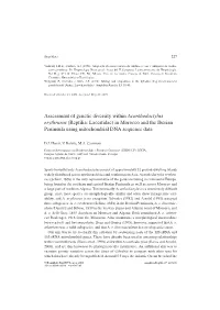 Assessment of Genetic Diversity Within Acanthodactylus Erythrurus (Reptilia: Lacertidae) in Morocco and the Iberian Peninsula Using Mitochondrial DNA Sequence Data
