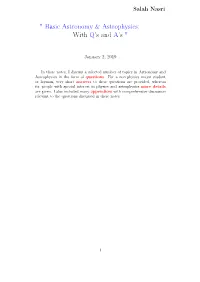 " Basic Astronomy & Astrophysics: with Q's and A's "