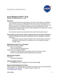 Good Vibrations (Part 1 of 2): [Adapted from NASA’S Museum in a Box]