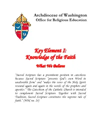 Key Element I: Knowledge of the Faith