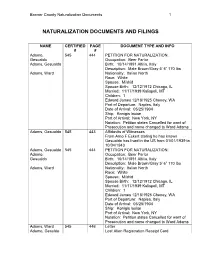 Naturalization Documents and Filings