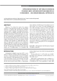 Open Reduction of Hip Dislocation in Patients with Arthrogryposis Multiplex Congenita - an Anteromedial Approach