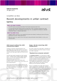 Recent Developments in Unfair Contract Terms