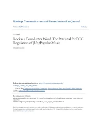 Rock Is a Four-Letter Word: the Potential for FCC Regulation of (Un)Popular Music, 9 Hastings Comm