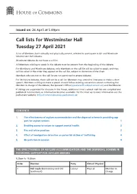 View Call Lists: Westminster Hall PDF File 0.05 MB