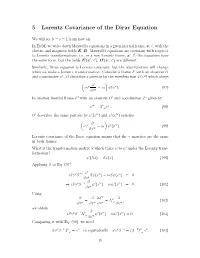 5 Lorentz Covariance of the Dirac Equation
