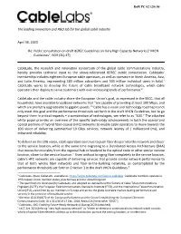 Contribution from Cablelabs to BEREC Guidelines on Very High Capacity Networks