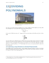 Dividing Polynomials* 291 13 | DIVIDING POLYNOMIALS