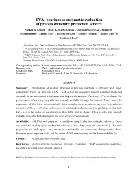 EVA: Continuous Automatic Evaluation of Protein Structure Prediction Servers Volker A