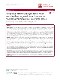 Integrative Network Analysis for Survival-Associated Gene-Gene Interactions Across Multiple Genomic Profiles in Ovarian Cancer