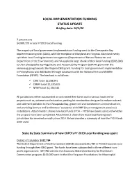 LOCAL IMPLEMENTATION FUNDING STATUS UPDATE Briefing Date: 12/4/20