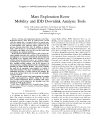 Mars Exploration Rover Mobility and IDD Downlink Analysis Tools