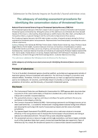 The Adequacy of Existing Assessment Procedures for Identifying the Conservation Status of Threatened Fauna