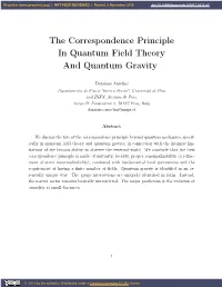 The Correspondence Principle in Quantum Field Theory and Quantum Gravity