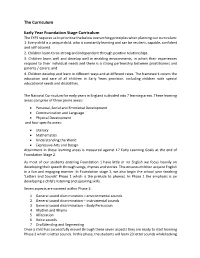 The Curriculum Early Year Foundation Stage Curriculum