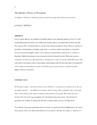 The Interface Theory of Perception