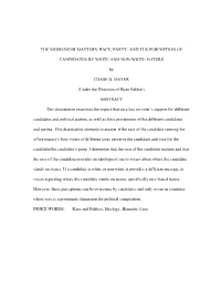 The Messenger Matters: Race, Party, and the Perception Of