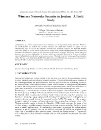 Wireless Networks Security in Jordan: a Field Study