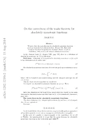 A Note on the Main Theorem for Absolutely Monotonic Functions