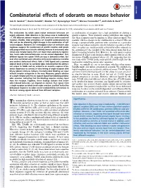 Combinatorial Effects of Odorants on Mouse Behavior PNAS PLUS