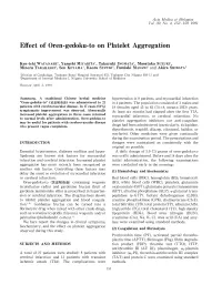 Effect of Oren-Gedoku-To on Platelet Aggregation