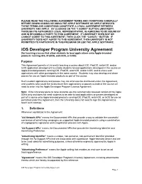 Ios Developer Program University Agreement