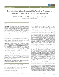 Predicting Mortality of Patients with Sepsis: a Comparison of APACHE II and APACHE III Scoring Systems