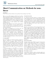 Short Communication on Methods for Nonlinear