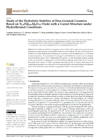 Study of the Hydrolytic Stability of Fine-Grained Ceramics Based on Y2.5Nd0.5Al5o12 Oxide with a Garnet Structure Under Hydrothermal Conditions