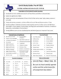 Unit 8 Test—Wed. Feb. 25