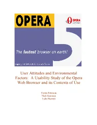 A Usability Study of the Opera Web Browser and Its Contexts of Use