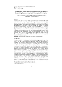 Assessment of Genetic Variations in Cordia Africana (Lam) in Sudan Using Random Amplified Polymorphic DNA Marker