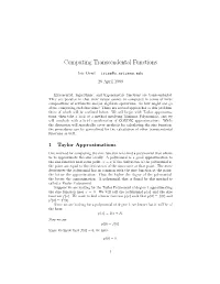 Computing Transcendental Functions