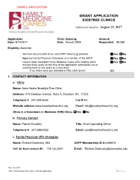 Grant Application Existing Clinics