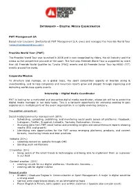 INTERNSHIP – DIGITAL MEDIA COORDINATOR FWT Management