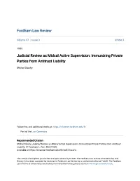 Judicial Review As Midcal Active Supervision: Immunizing Private Parties from Antitrust Liability