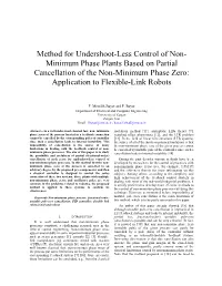 Method for Undershoot-Less Control of Non- Minimum Phase Plants Based on Partial Cancellation of the Non-Minimum Phase Zero: Application to Flexible-Link Robots