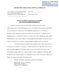 Petition of Vivint Solar Developer, LLC for Declaratory Statement Regardin