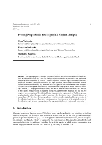 Proving Propositional Tautologies in a Natural Dialogue