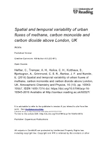 Spatial and Temporal Variability of Urban Fluxes of Methane, Carbon Monoxide and Carbon Dioxide Above London, UK