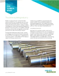 The Chrome Plating Industry PFAS TECHNICAL UPDATE