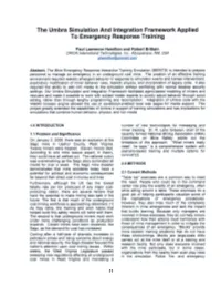 The Umbra Simulation and Integration Framework Applied to Emergency Response Training