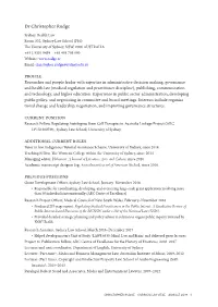 Dr Christopher Rudge Profile Current Position Additional Current Roles Previous Positions