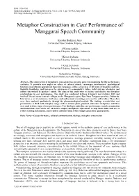 Metaphor Construction in Caci Performance of Manggarai Speech Community
