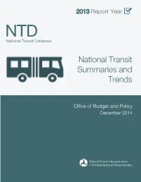 National Transit Summaries and Trends